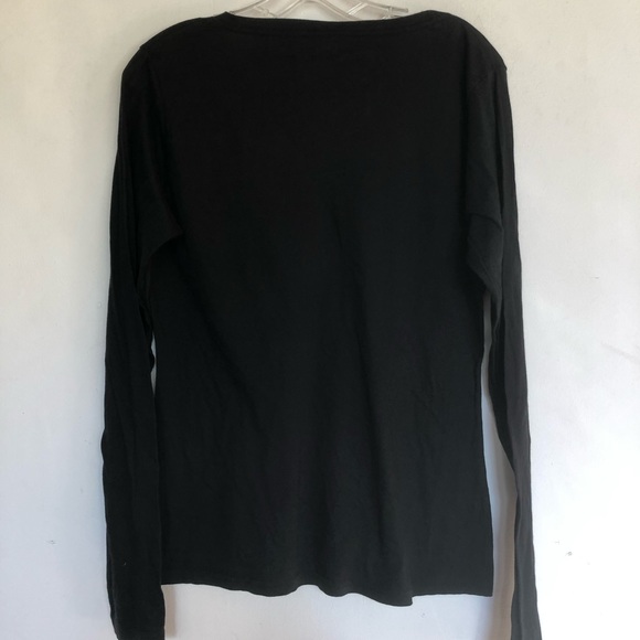 Soft Cotton V Neck T Shirt Black Long Slee… - Picture 5 of 9